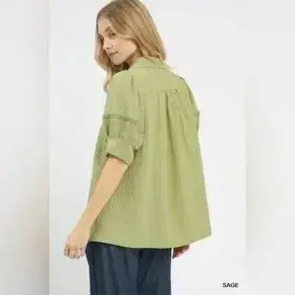 Umgee Textured Puff Sleeve Top - Picture 3 of 6